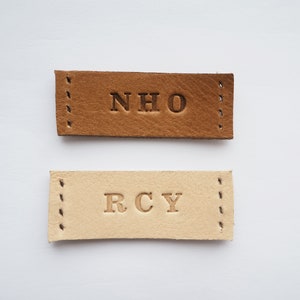Personalised Leather Tags, Monogrammed Leather Gift Tags, Bespoke Leather Tags for Canvas Bags