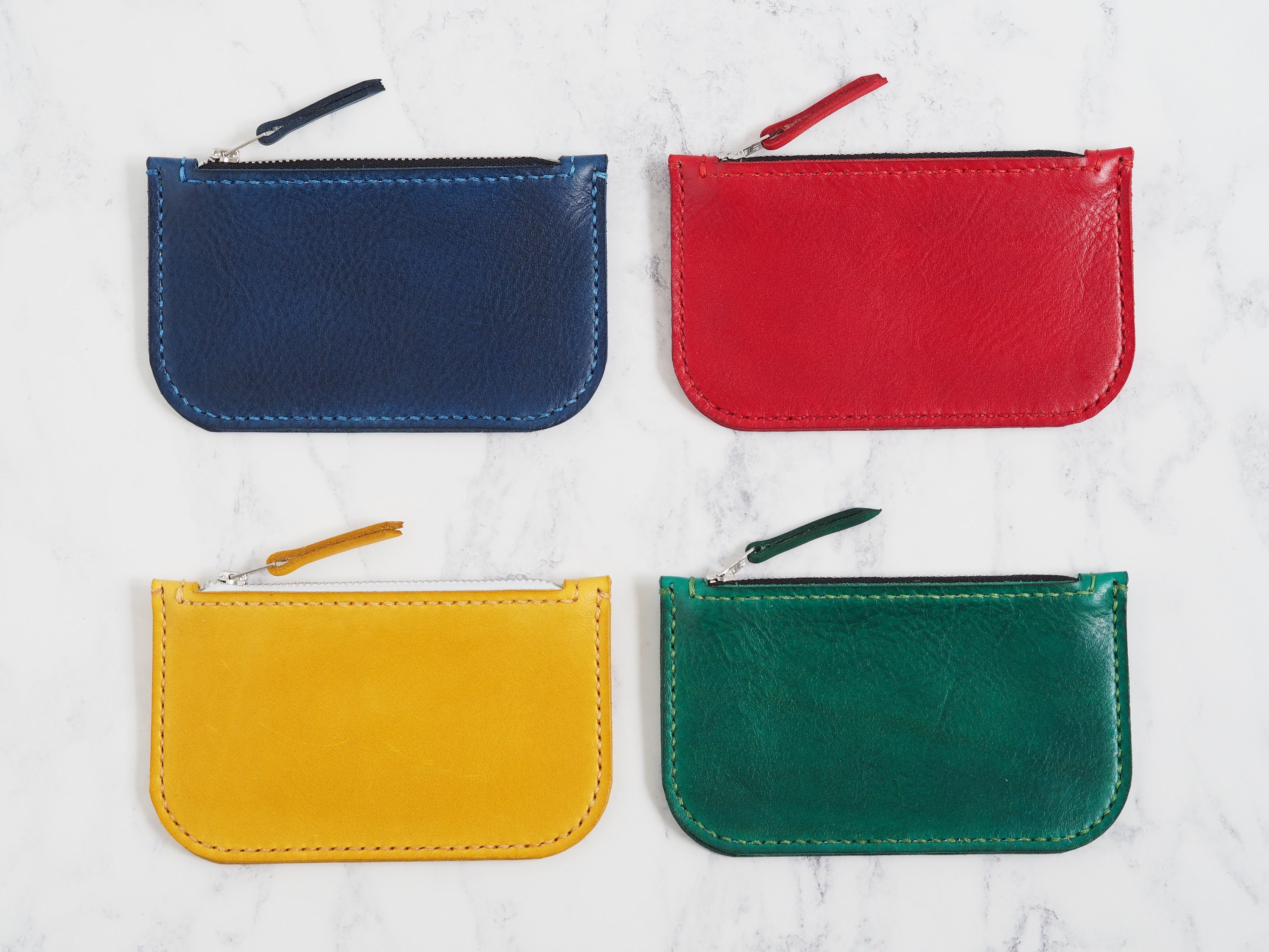 Green Leather Zip Purse Small Leather Pouch Zipped Purse Etsy