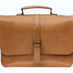 Tan Brown Leather Laptop Bag, Convertible Work Backpack, Unisex Briefcase, Handmade Shoulder Bag, Large Men's Bag, Anniversary gift for him image 2