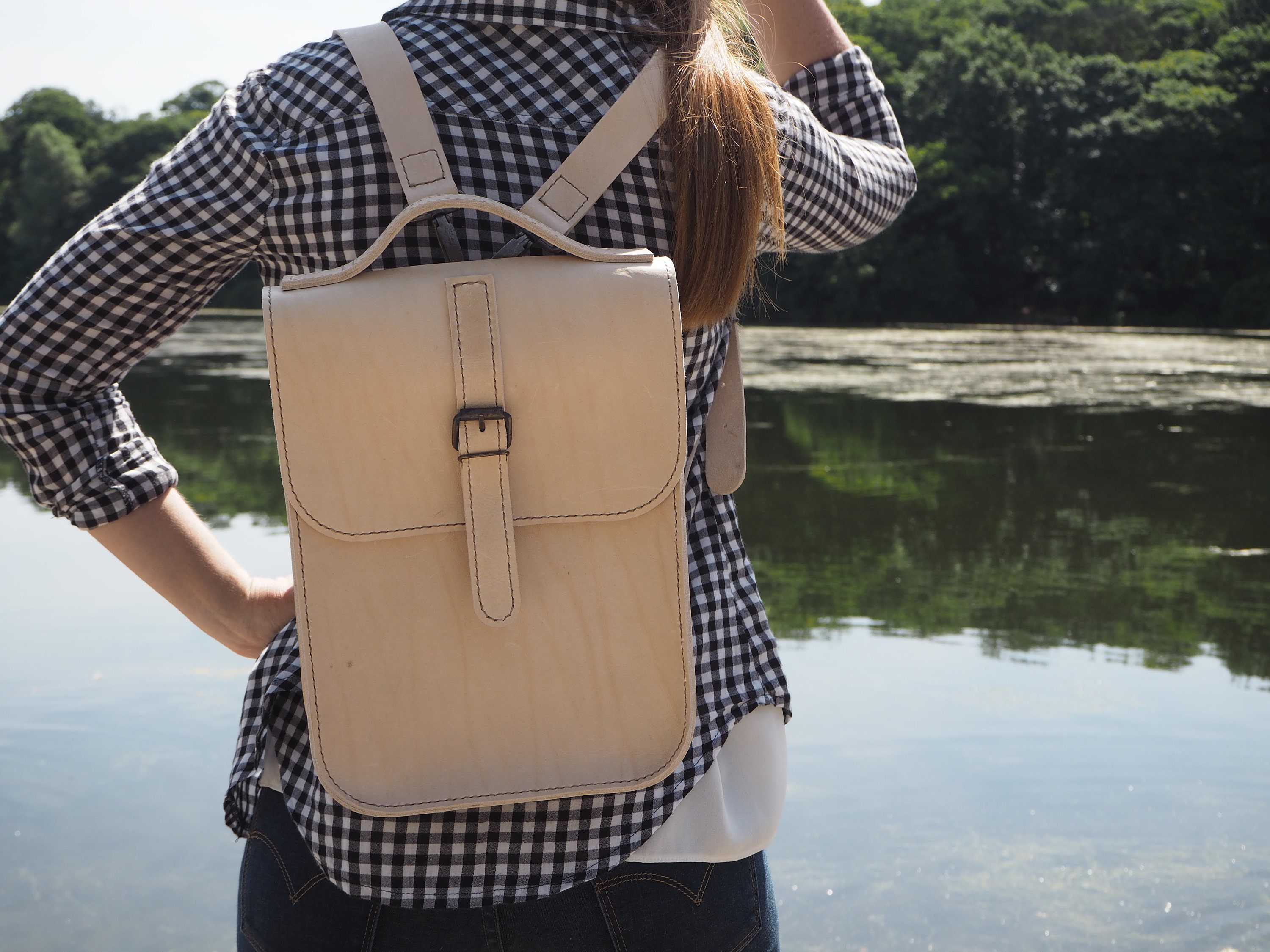 Cream Leather Backpack Nude Leather Travel Bag Handmade Bag Women s Leather Bag Festival Bag Small Leather Backpack Orgill Originals Etsy