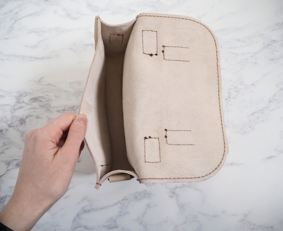 Mini Kids Leather Satchel Hand Stitched Cream Tan Brown Small