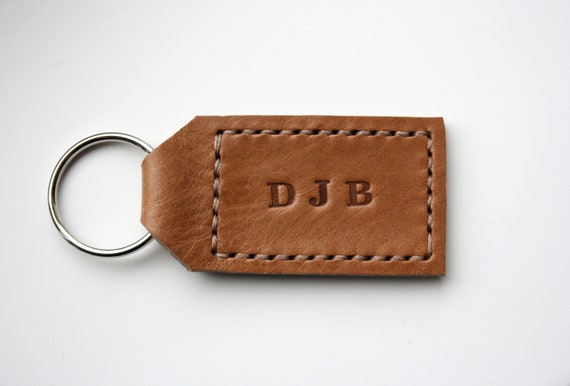 Personalised Leather Key Ring, Gift for Him, Gift for Dad, Leather Keychain, Key fob, 3rd Anniversary Husband, New Home, Christmas Filler