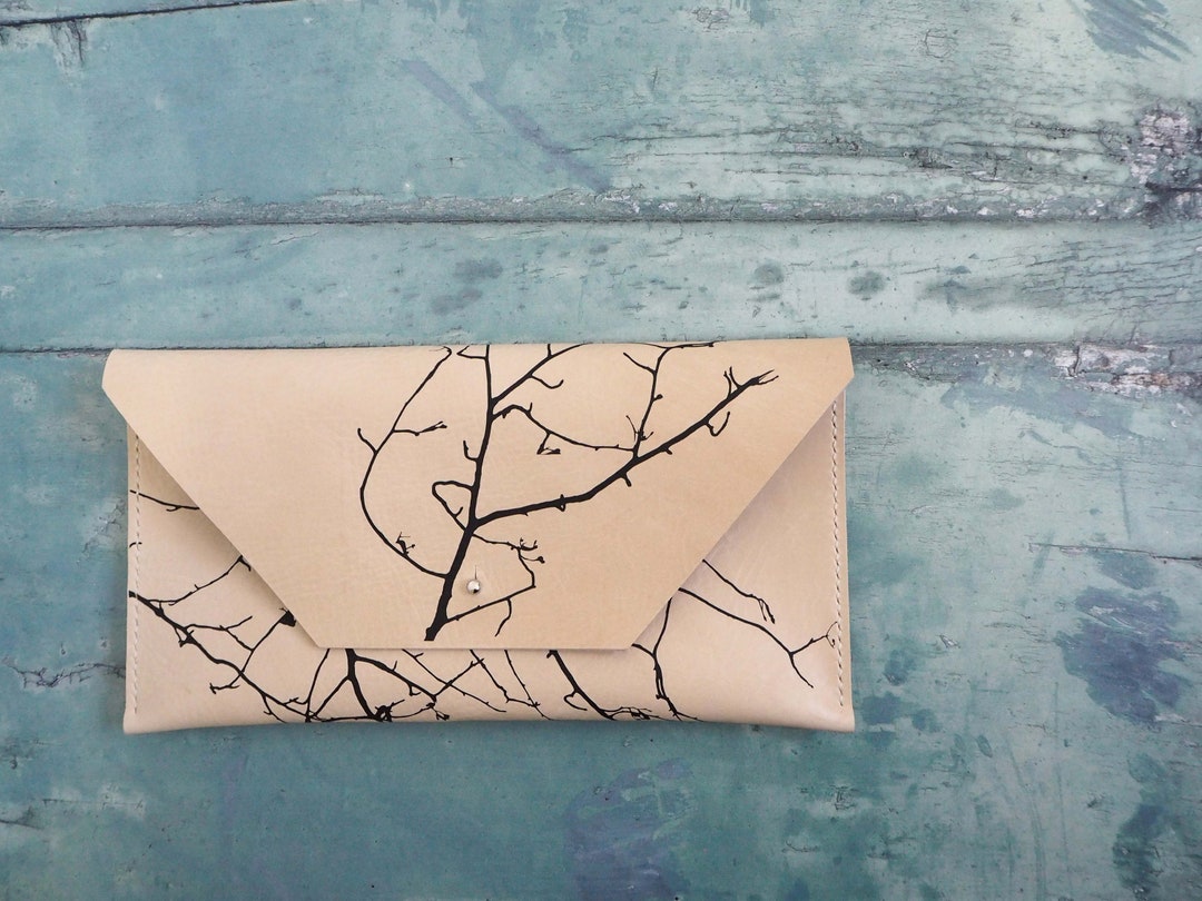 Cream Leather Clutch Bag Minimalist Style Bag Nature Etsy UK