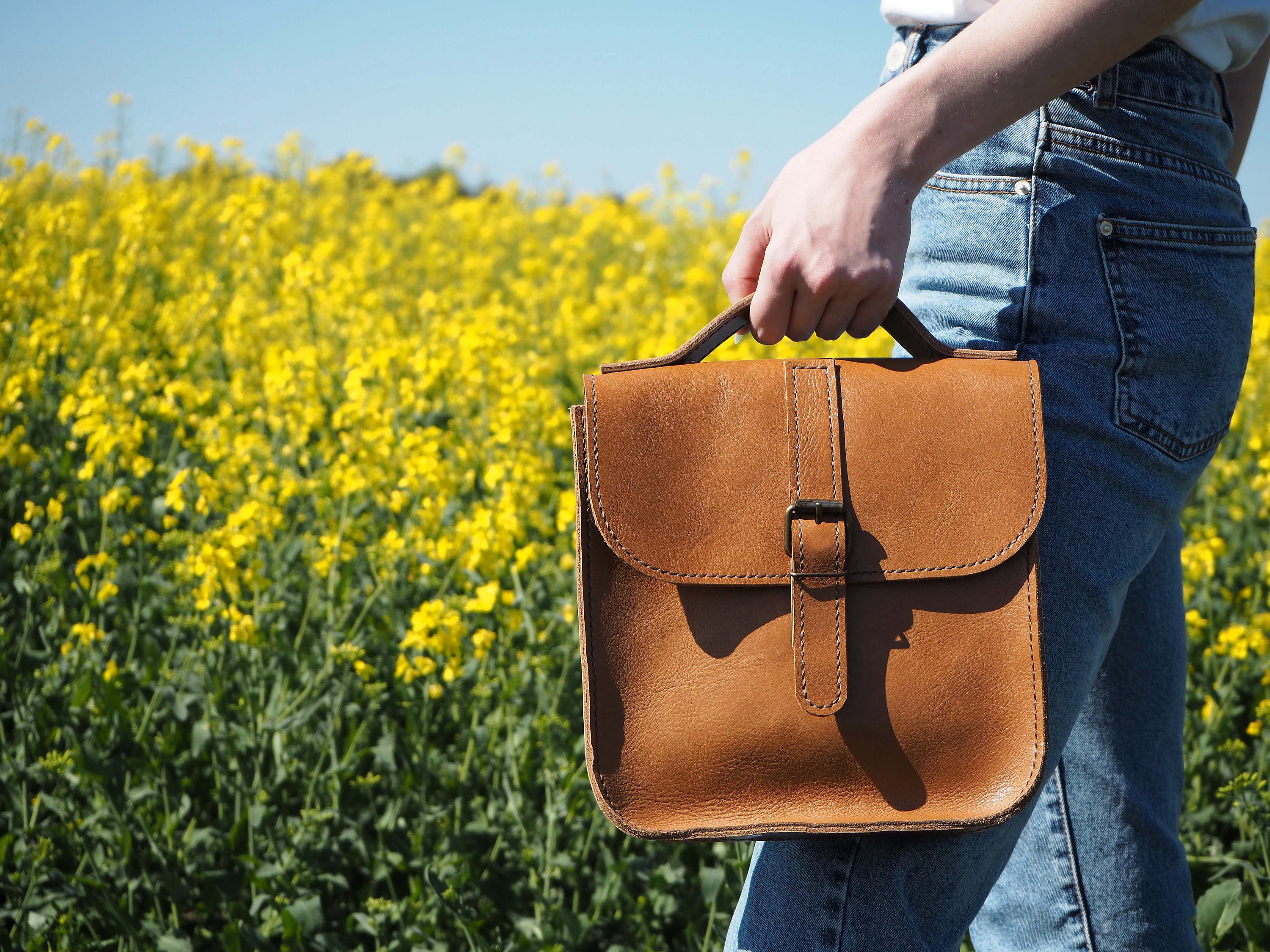 Tan Brown Leather Messenger Bag Handmade Women's Cross Etsy Canada