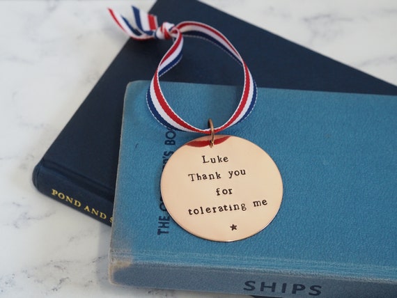 Personalised Medal Gift, Just Because, Funny Gift for Husband, Teacher, You Deserve a Medal, Appreciation, Copper Decor, Marathon Runner