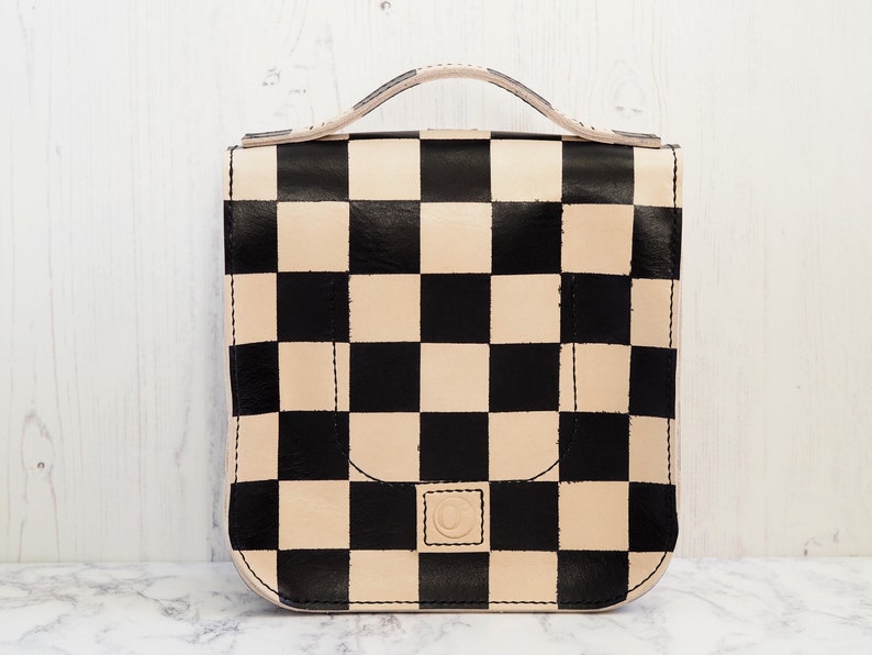 Black and White Leather Messenger Bag Sample Sale Edition Etsy