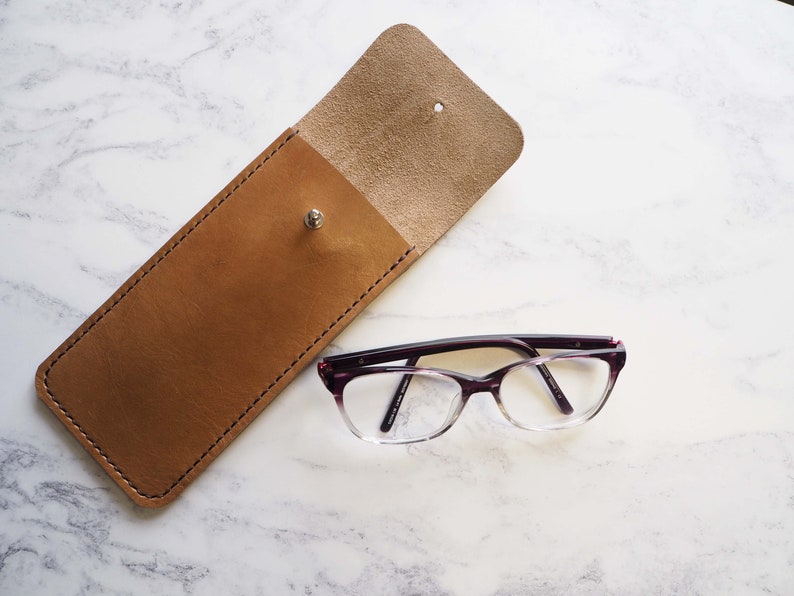 Tan Brown Leather Glasses Sleeve Holiday Accessories - Etsy