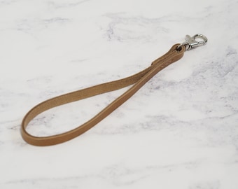 Detachable leather wristlet strap, Tan Brown Leather Hand Strap for Clutch Bags, Leather Purse Strap, Lobster Clasp Pouch Strap