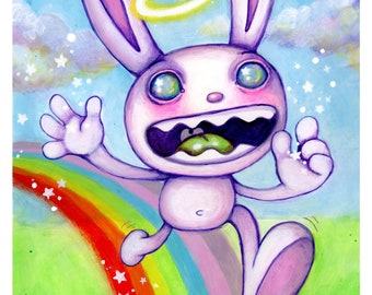 Psychedelic Original Art - Weird Rabbit - MAX From Sam and Max Retro Game - Original Acrylic Artwork