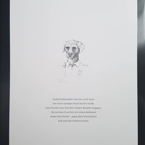 Polizeihund - Kunstdruck einer Kugelschreiberzeichnung aus dem Buch "quergedacht" von Svenion