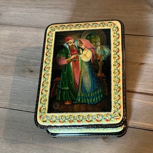 Russian Lacquer Box -  Hand-painted Jewelry Box - Signed by Artist