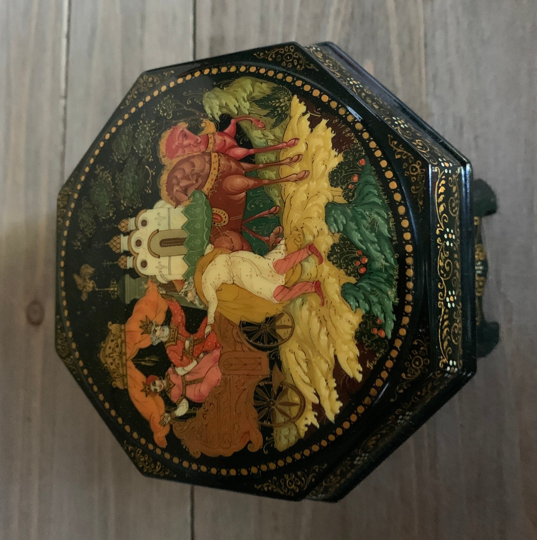 ロシア漆器箱、パレフの黄金の雄鶏の物語 - Etsy 日本