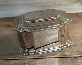 Small Silver-Plated Jewelry Trinket Box