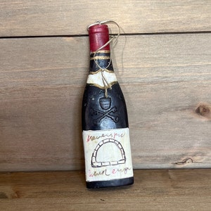 Vintage Style Wine Bottle Christmas Ornament