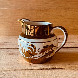 Vintage James Kent Old Foley Luster Cream Jug Gold and White Staffordshire Pottery
