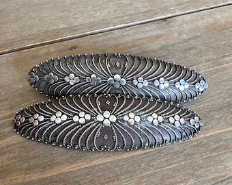 Silver Hair Clips - One is Missing Clasp on Back - Your Choice