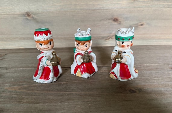 Vintage Holt Howard Three Wise Men Candle Holders: Mid-century