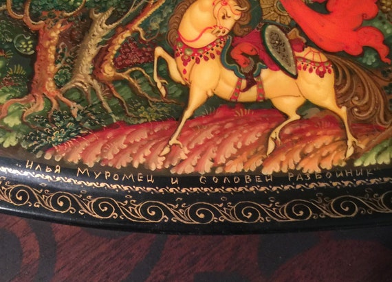 Russian Lacquer Box Large - Palekh Hand-painted J… - image 3