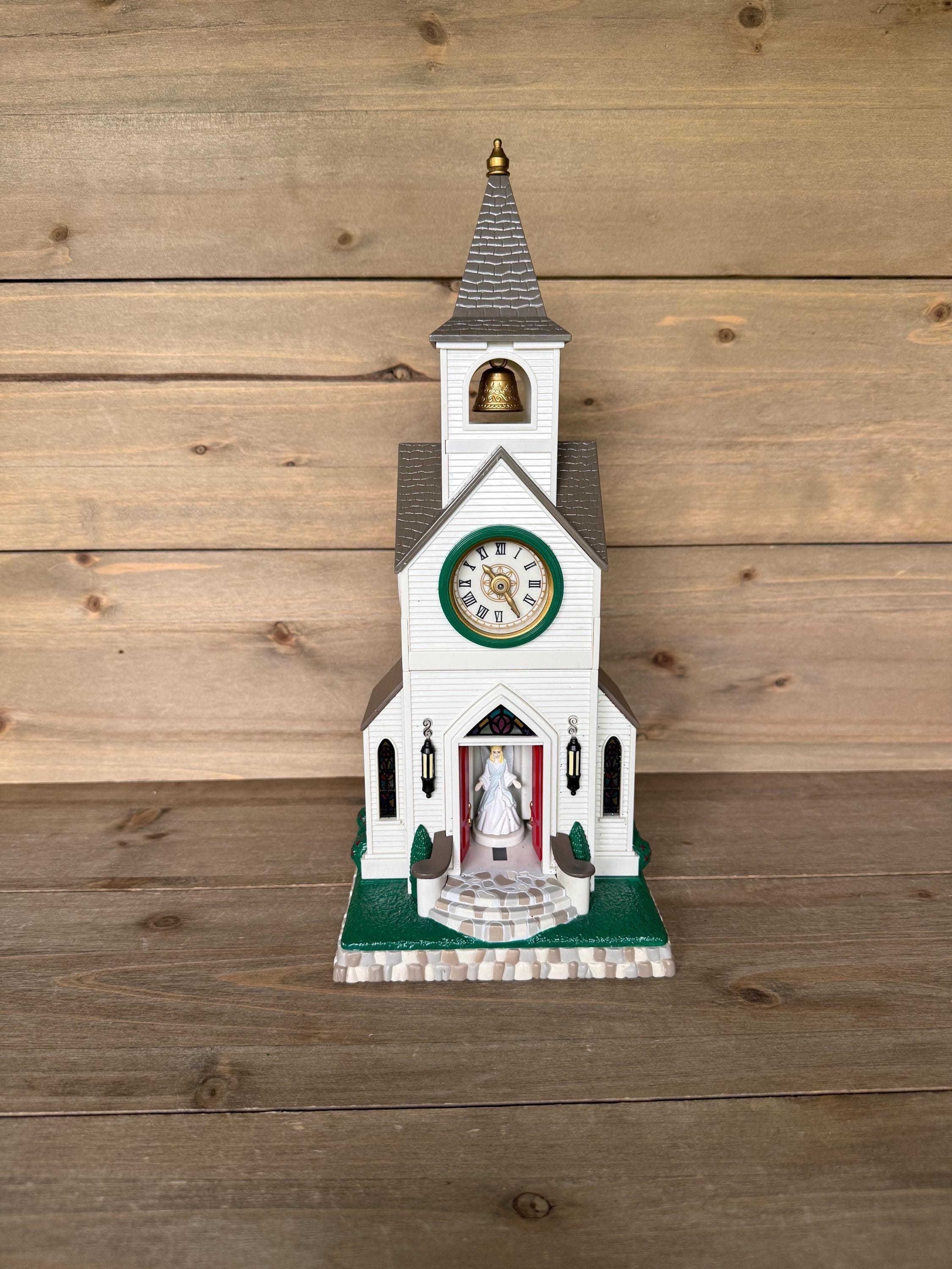 Avon Christmas Angel Music Clock Light Stained Glass Church - Only