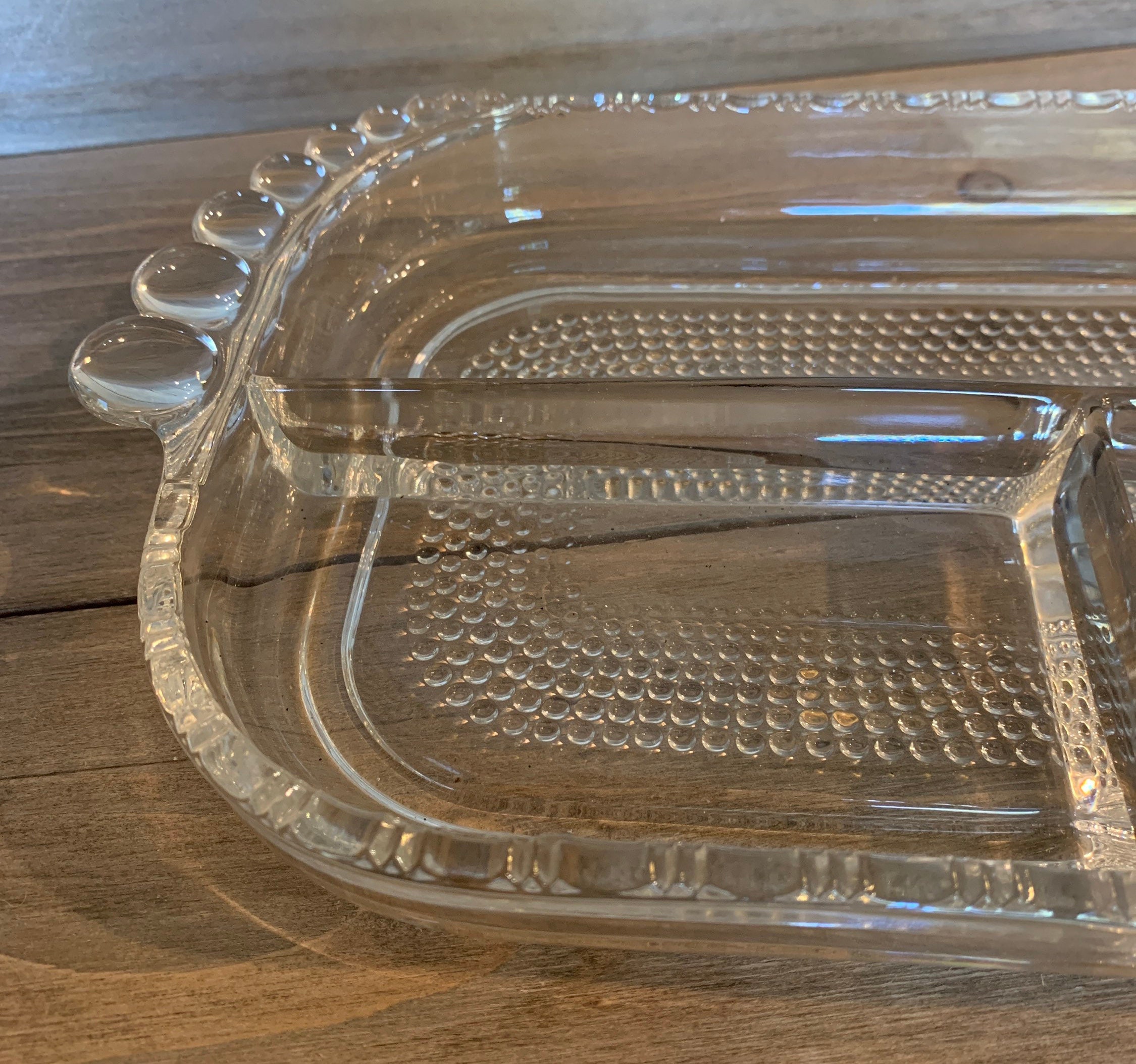 Vintage Heavy Glass Relish Plate Divided into Three Sections Etsy