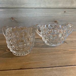 Vintage Fostoria American Cube Design Cream and sugar