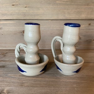 Vintage Salt Glazed Candlestick Holders from Williamsburg VA