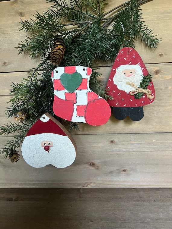 手作りクリスマスオーナメントセット|素朴なサンタと 手作りクリスマスオーナメントセット|素朴なサンタと