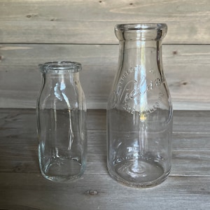 Pair of Vintage Glass Milk Bottles