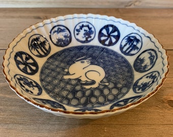 Ching-Te-Chen Moon and Hare Set of Four Fruit Bowls