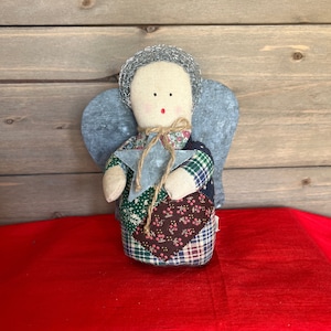 Table Top Stuffed Angel - Folk Art Angel - Rustic Decor Angel