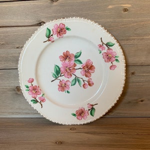 Prato de Jantar Homer Laughlin com Padrão de Flor de Maçã em Formato de Liberdade