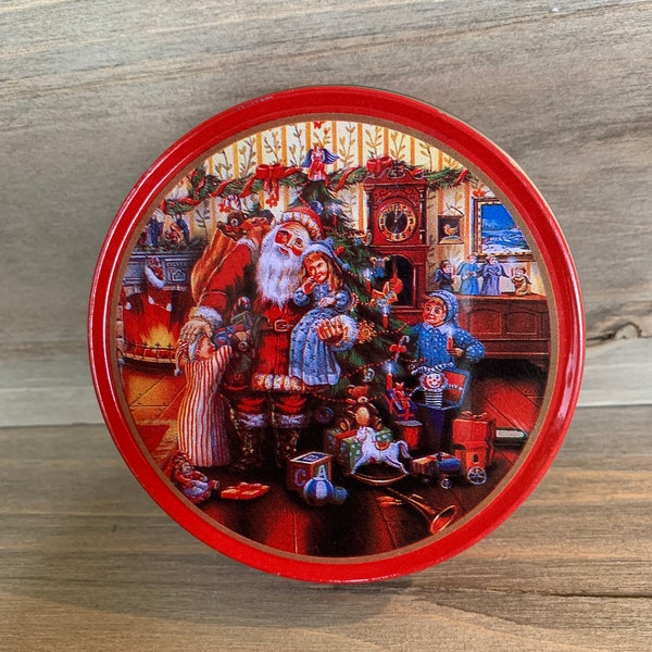 Vintage Christmas Coasters - Santa Claus Coasters - Tin Holiday Coasters - MCM Christmas Coasters - Set of Metal Coasters