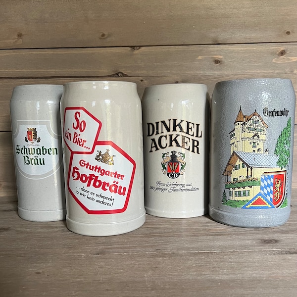 Boccale da birra tedesco vintage in gres da 1 litro - a vostra scelta