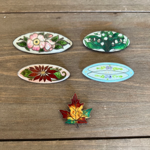 Cloisonné Brooches Enamel on Sterling Silver - Your Choice