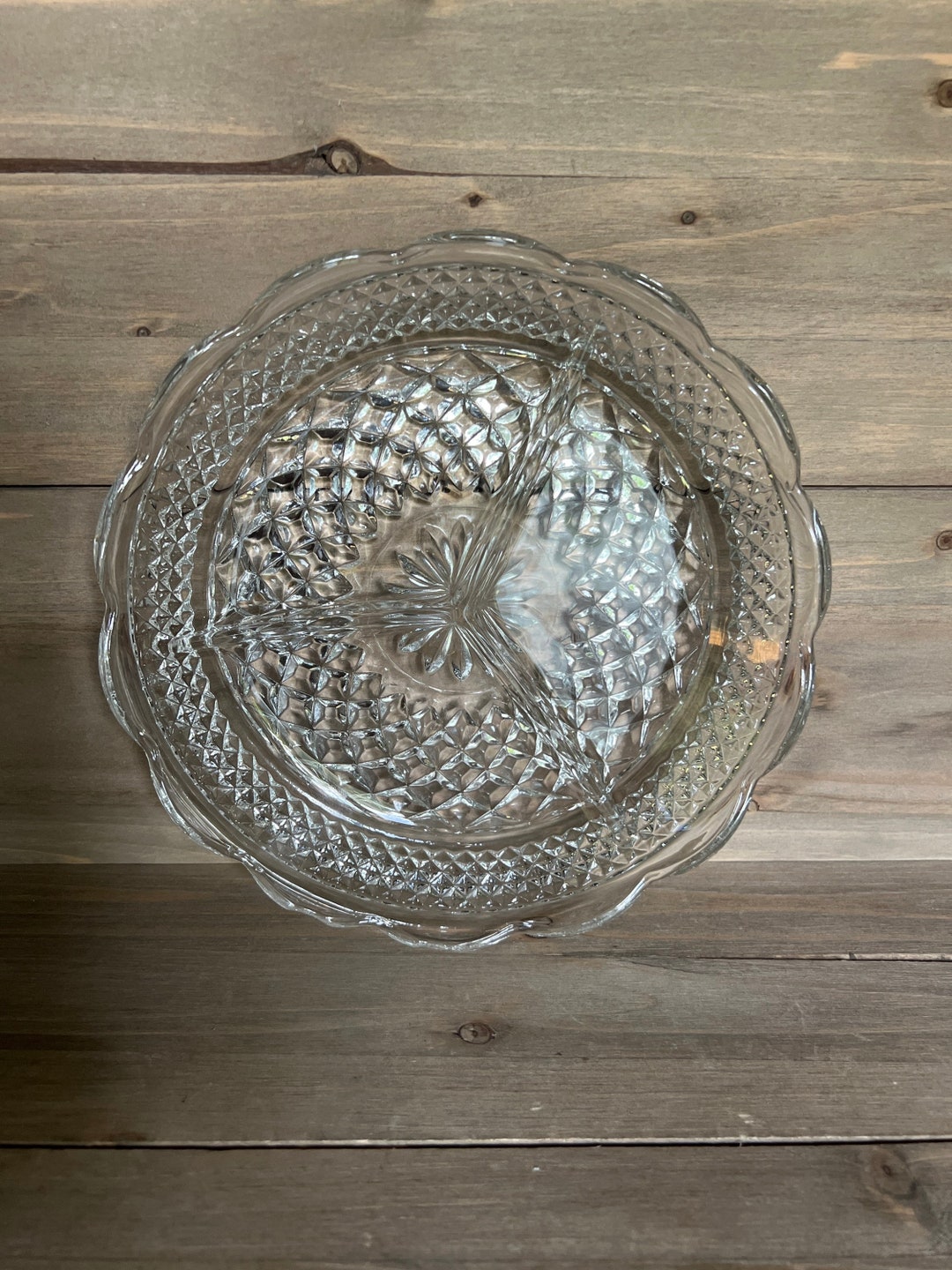 Smaller Wexford Divided Serving Dish Scalloped Cupped Edge Etsy