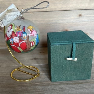 Santa Ornament Reverse Hand painted Glass Ball