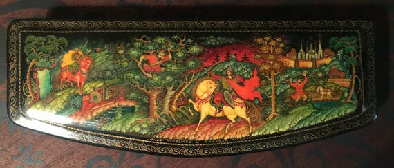 Russian Lacquer Box Large - Palekh Hand-painted J… - image 5