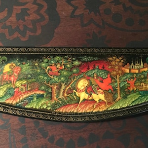 Russian Lacquer Box Large - Palekh Hand-painted Jewelry Box - Signed by Artist