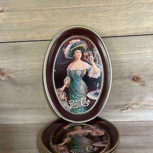 Vintage Gibson Girl Pepsi Cola Oval Tin Tip Tray