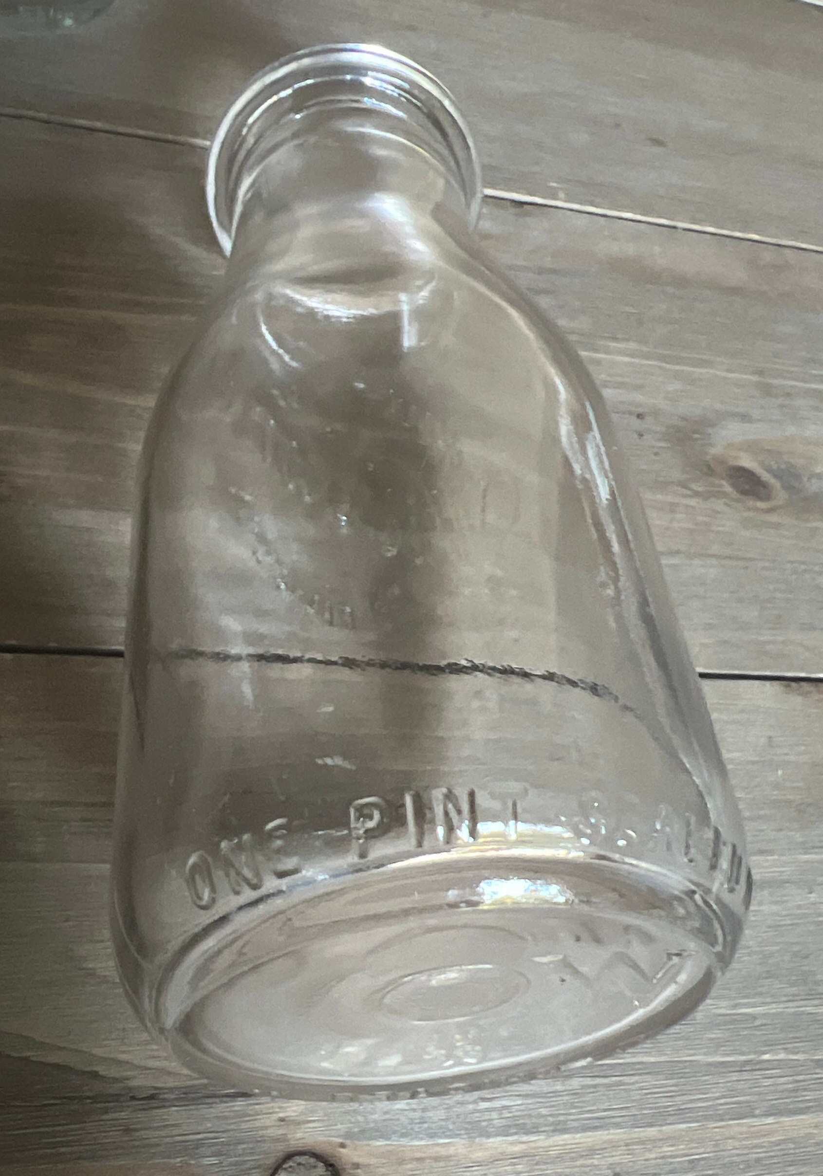 Vintage French Glass Milk Bottle –