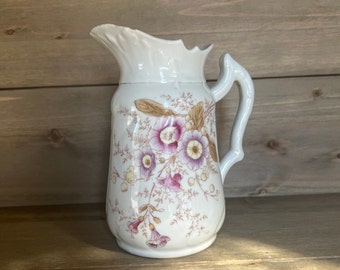 Vintage Ceramic Smaller Floral Pitcher - Damaged Rim