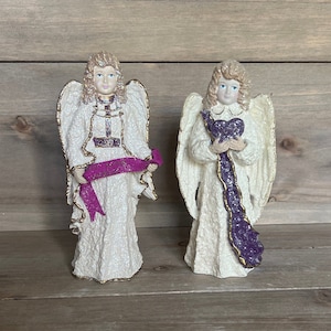 Belsnickle Nativity Angel - Choice between Two Glittering Angel Figurines | Christmas Angels with Instruments | Elegant Holiday Decor