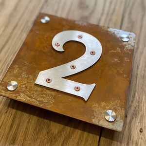 Corten Steel House Number, Stainless Steel Face Fixed Number, Rusty ...
