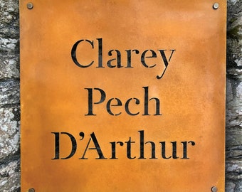 Corten Steel House Sign, Rusty Metal, 600mm Square