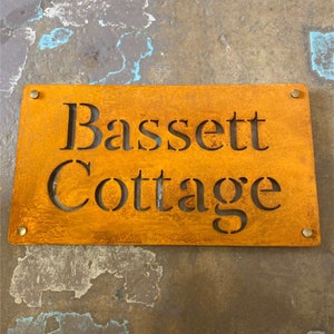 Corten Steel House Sign 2 lines of text, Rusty Steel House Name Plaque, Weathered Steel House Sign, Metal House Name plaque, Rusted Cor-ten