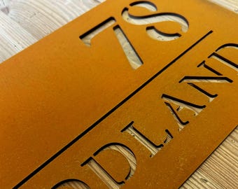 Corten Steel House Sign – Modern Rusted Metal Address Plaque