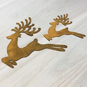 Corten Steel Christmas Reindeer, Rusty Steel Reindeer, Rusty Metal, Weathered Steel Reindeer, Leaping Reindeer, Reindeer hanging decoration