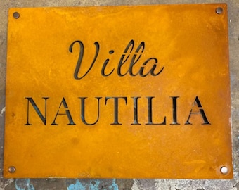 Corten Steel Business Sign, Rusty Weathered Industrial Decor