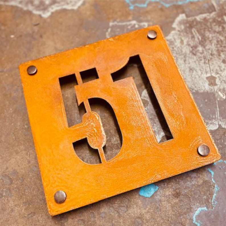 Corten Steel House Number Rusty Steel House Number Metal Etsy
