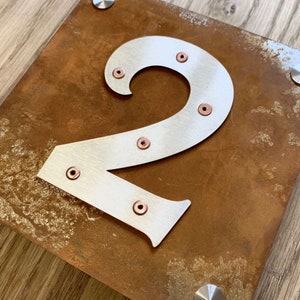 Corten Steel House Number, Stainless Steel Face Fixed Number, Rusty ...